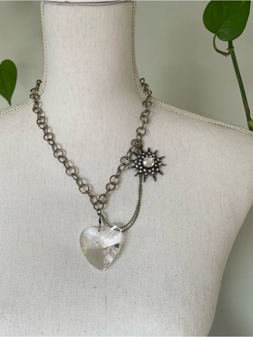Yochi NY Heart Charm Statement Necklace